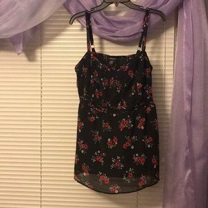 Black and rose babydoll top